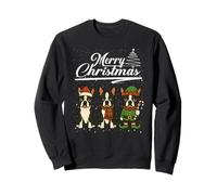 Merry Christmas Boston Terrier Reindeer Elf Santa Dog Lover Felpa
