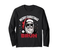 Merry Christmas Bruh Cool Santa Holiday Wish Giocoso Vibe Maglia a Manica