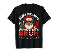 Merry Christmas Bruh Funny Santa Claus Cool Xmas Retro Pun Maglietta