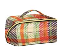 Merry Christmas Buffalo Plaid Check Cosmetic Bag con divisori Cerniera Make Up Borse per le donne con scomparti e maniglia
