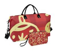 Merry Christmas Buffalo Plaid Check Gold Red Pattern Travel Hand Bag Travel Pernottamento Carry on Bag Sport Training Bag con Toiletry Bag per Allenamento Impermeabile, Buon Natale Buffalo Plaid Check