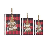 Merry Christmas Buffalo Plaid Rosso 3 Set Viaggio Imballaggio Cubi Per Valigie Impermeabile Armadio Storage Organizer Piccolo Viaggio Borse Organizzatori