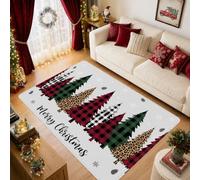 Merry Christmas Buffalo Plaid Trees Tree Area Tappeto 5' X 7'