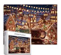Merry Christmas Caldo Poster 1000 Pezzi Puzzle per Adulti Atmosfera di Natale Puzzle Arte Puzzle colorato fai da te per la decorazione della casa Regali Puzzle Famiglia Perfetto per le Notti di Gioco
