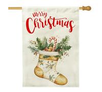 Merry Christmas Candy Socks Front Yard Backyard Linen Vertical House Flags 28x40 Double Sided per esterno, divertente Happy Xmas Home Print Flag, Holiday New Year Home Outdoor Pattern Flag