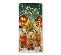 Merry Christmas Capybara Copertura per porta decorativa, scena invernale festiva, decorazione per porta d'ingresso, per interni ed esterni, da appendere, 91 x 182 cm