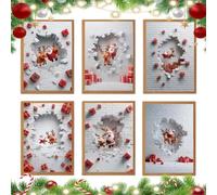 Merry Christmas Cards 6 Pieces Optical Illusion Blnk Party Supplies