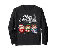 Merry Christmas Cavalier King Charles Spaniel Reindeer Santa Maglia a Manica