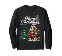 Merry Christmas Cavalier King Charles Spaniel Santa Hat Xmas Maglia a Manica