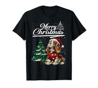 Merry Christmas Cavalier King Charles Spaniel Santa Hat Xmas Maglietta