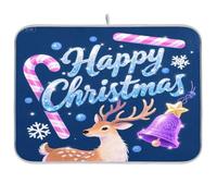 Merry Christmas Cervo piatto mat cucina bancone accessori scolapiatti pad piatto lavaggio asciugatrice piatto asciugatura tappetino grande 18 x 24