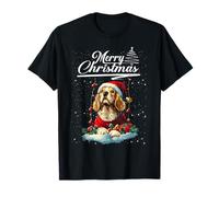 Merry Christmas Cocker Spaniel Santa Hat Dog Lovers Xmas Maglietta