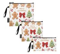 Merry Christmas - Confezione da 3 sacchetti riutilizzabili per panini e snack, multiuso, per bambini, studenti, adulti, cibo