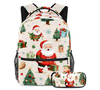 Merry Christmas Conquer The Classroom con il nostro set di 2 zaini per bambini, zaino di grande capacità e astuccio per ragazzi ragazze adolescenti, Multicolore#01, B:29.4x20x40cm P:19x7.5x3.8cm,