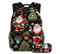 Merry Christmas Conquer The Classroom con il nostro set di 2 zaini per bambini, zaino di grande capacità e astuccio per ragazzi ragazze adolescenti, Multicolore#03, B:29.4x20x40cm P:19x7.5x3.8cm,