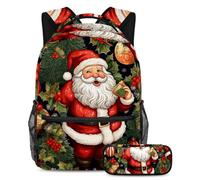 Merry Christmas Conquer The Classroom con il nostro set di 2 zaini per bambini, zaino di grande capacità e astuccio per ragazzi ragazze adolescenti, Multicolore#05, B:29.4x20x40cm P:19x7.5x3.8cm,