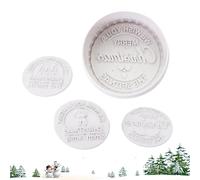 Merry Christmas Cookie Stamp Set | 4 stampi rotondi da forno | Christmas Cookie Stamp and Cake Molds | Torta Decoration Molds for Cookie, Fondant, Cupcake Toppers, and Biscuits