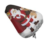 Merry Christmas - Coprisedile per bicicletta, imbottito, extra largo, per donne e uomini, comodo, impermeabile, con coulisse, adatto per strada, montagna, esercizio, spin