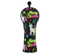 Merry Christmas - Copritesta impermeabile per mazze da golf con unicorni bianchi, con targhetta numerica, per conducenti e legni da fairway per legno