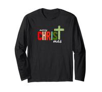 Merry Christmas Cross Design Religious Holiday Christian Tee Maglia a Manica