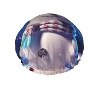 Merry Christmas Cuffia da doccia con pupazzo di neve per le donne riutilizzabile a doppio strato cuffia da bagno tappi per capelli fascia elastica impermeabile da donna spa salone doccia cappelli per