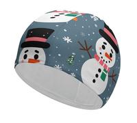 Merry Christmas, cuffia da nuoto con pupazzo di neve, ad alta elasticità, per donne e uomini, resistente e impermeabile, mantiene i capelli asciutti, perfetta per piscina, spiaggia, nuoto