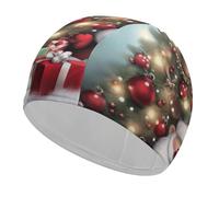 Merry Christmas, cuffia da nuoto per adulti, donne e uomini, leggera ed elastica, cuffia da nuoto per piscina, spiaggia, nuoto sul giro, protezione per le orecchie dei capelli