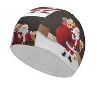 Merry Christmas, cuffia da nuoto per adulti, in tessuto elastico, comoda cuffia da bagno per capelli lunghi e corti