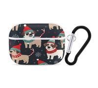 Merry Christmas, custodia protettiva antiurto per auricolari con cane, con moschettone, anti-caduta, custodia per auricolari per Airpods Pro di seconda generazione, bianco