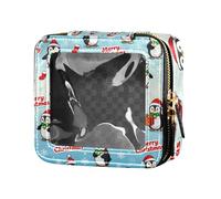 Merry Christmas Cute Penguin Clear Small Makeup Bag per borsa per la cura della pelle borsa per volare