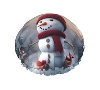 Merry Christmas Cute Snowman 1 Stampa Doppio Strato Impermeabile Cuffia da Doccia Donne Uomini Riutilizzabili Bagno Capelli Caps Fascia Elastica