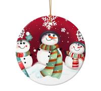 Merry Christmas Cute Snowman Stampa Circolare Albero di Natale Ornamento Appeso Decorazione di Natale Ceramica Per La Casa
