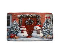 Merry Christmas Cute Snowman Xmas Tree Farmhouse Winter Holiday Tappeto Da Bagno Antiscivolo Zerbino Ingresso Lavabile In Lavatrice Tappeto Entrata Per Esterno Vasca Interno 40X60Cm