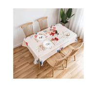 Merry Christmas Decorate Holiday Party Tablecloth Engineered Printed Fabric Tablecloth for Christmas, Winter, And Holiday (39.3*55.1 Inch White)