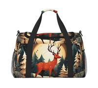 Merry Christmas Deer Print Borsa da trasporto a mano di grande capacità per le donne pieghevole Carry On Tote per viaggi in aereo
