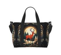 Merry Christmas Deer Women Travel Duffel Bag, Large Weekender Carry-On Tote, Gym Workout Bag,Mommy Hospital Bag, nero, Taglia unica