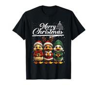 Merry Christmas Duck Santa Hat Animal Cute Xmas Holiday Maglietta
