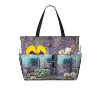 Merry Christmas Elk Print Large Waterproof Beach Tote Bag per le donne con zip e tasche borsa pieghevole per viaggi, piscina, shopping, vacanze, palestra