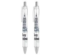 Merry Christmas England - Penne a sfera retrattile, inchiostro blu, punta fine da 0,5 mm, forniture per ufficio, 2 pezzi come foto 1