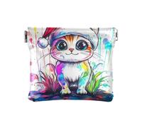 Merry Christmas Estetic American Shorthair Cat Moda Donna in Pelle Portamonete Portafoglio Impermeabile Change Holder Card Organizer per gli Uomini Donne Viaggio monedero Chico para monedas