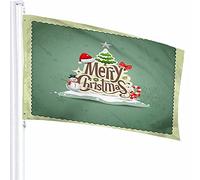 Merry Christmas Flag Decor 3x5 Ft Design vintage Saluto Pupazzo di neve Stagione Berretto invernale Caramelle Poliestere Motivo stampato Decorazioni per esterni per case e giardini