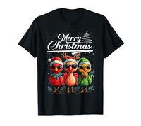 Merry Christmas Flamingo Santa Hat Animal Cute Xmas Holiday Maglietta