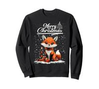 Merry Christmas Fox Santa Hat Animal Cute Xmas Holiday Felpa