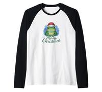 Merry Christmas Froggy Rana Carina ranocchia Natalizia Maglia con Maniche Raglan