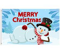Merry Christmas Funny Snowman In A Scarf And Hat Winter Snowy Wood Bandiera Da Cortile 90X150Cm Tutte Le Stagioni Striscione Stagionale Bandiera Pirata Per Decorazione Feste Prato