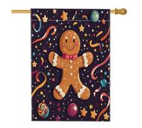 Merry Christmas Gingerbread Man Front Yard Backyard Linen Vertical House Flags 28x40 Double Face per esterno, Funky Fun Candy Xmas Home Print Flag, Holiday New Year Home Outdoor Pattern Flag