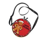 Merry Christmas Gingerbread Man Red Plaid Piccola borsa a tracolla nera per le donne Comfort con tracolla regolabile Borsa nera Data Borsa Messenger in tela