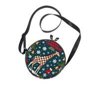 Merry Christmas Giraffe Blue Mini Borse a tracolla da donna alla moda con tracolla regolabile Borse a tracolla Walk the Dog Canvas Messenger Purse