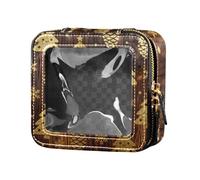 Merry Christmas Gold Tree Wood Pattern Mini Clear Makeup Bag Clear Toiletry Bag per volare