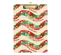 Merry Christmas Golden Bells portablocco A4 trasparente per allenatori di softball Appunti Insegnante Dimensioni 9 x 12